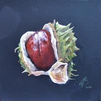 Things That fall off trees: Conker/acrylic on canvas/8x8"