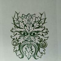 Green Man: Hawthorn/ linocut /~10x15cm